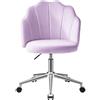 Eufurnibi Sedia da trucco per scrivania con schienale e ruote, comoda sedia da ufficio per camera da letto, regolabile in altezza e facile da montare, viola