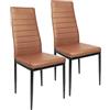 THINFAR Set 6 pz Sedie Sala da Pranzo Moderne in Tessuto Stoffa con Schienale Alto,Sedie da Cucina Tessuto Moderne,Sedie Pranzo Tessuto Moderne (Marrone-2)