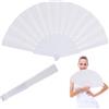 TSKDKIT 2 Ventagli Pieghevoli, Ventagli Estivi Bianchi, Ventagli Cinesi in Tessuto, Ventaglio Orientale per Danze, Feste, Tai Chi,Kung Fu,Decorazioni Fai da Te,Decorazioni per la Casa,Regali di Nozze