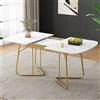 Kelodan Tavolo da pranzo allungabile bianco con struttura in marmo, gambe da tavolo in metallo placcato oro, 140/180×80 cm, stile lussuoso, rettangolare per 4-6 persone