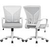 Yaheetech Sedia da Scrivania Ufficio Ergonomica a Rotelle Girevole Reclinabile in Rete Traspirante con Braccioli Altezza Regolabile Portata 136 kg (2, Grigio Chiaro)