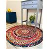 Second Nature Online - Tappeto Sundar rotondo in tessuto intrecciato fatto a mano a trama piatta con materiale riciclato multicolore - 90 cm Diameter