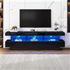FAYICIC Mobile TV lucido, 160 x 38 x 50,5 cm, con 3 scomparti in vetro, illuminazione a LED, controllo app, connessione Bluetooth, per TV da 70 pollici, Smart TV (nero)