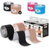 Mobiclinic®, 2 rotoli di kinesiotape, Benda elastica autoadesiva, 5m x 5cm, Tape sportivo, Alleviamento muscolare, Bendaggio kinesiologico, Nastro, Face taping viso, Nero e beige