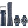 EAMOM Cinturino per orologio da uomo in vera pelle da 22 mm e 23 mm blu per Citizen AT8020-54 L/JY8078 con cinturino con fibbia pieghevole, Blu giallo argento, 22mm