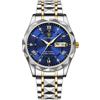 Poedagar Orologio da uomo al quarzo di lusso per uomo sportivo d'affari impermeabile luminoso in acciaio inossidabile settimana data orologi da uomo orologio maschile, Oro blu