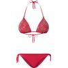 TWINSET Bikini Triangolo con Applicazioni Hotfix Floreali e Slip Tanga Regolabile
