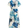 Donna GI Abito Midi Floreale DonnaG - Stampa Blu Acquarello