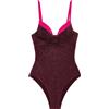 TWINSET Costume intero nero glitter con scollo a cuore