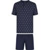 JULIPET Pigiama Corto Uomo in Cotone Jersey Serafino Fantasia Blu