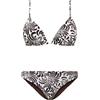 TWINSET Bikini Triangolo Twinset Coppa B con Stampa Botanica e Slip Fianco Alto - Botanical Coffee Choc / Off White