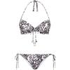 TWINSET Bikini Push-Up COPPA C con Stampa Botanical Coffee Choc / Off White e Slip Tanga Regolabile