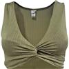 COTAZUR Top donna a costine con nodo centrale verde oliva
