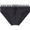 Emporio Armani - Slip mare nero con coulisse e logo jacquard