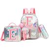 HTgroce Zaino Scuola Elementare Bambina con Lettera E - Ergonomico Zainetto Bimba per Scuola Primaria