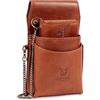 Matador Marca Portafoglio Cameriere in Pelle #VICIO con Borsa XXL da Cameriere con Passante per Cintura, Elegante Scatola Regalo, Protezione RFID, e Catena in Metallo Robusta Inclusa, Marrone Vintage
