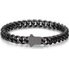 Bandmax Bracciale Uomo a Catena Cubana Minimalista Larghezza 7 MM Lunghezza 21 CM Braccialetto in Acciaio Inossidabile Placcato in Nero Gioielli Stile Hip Hop Punk per Uomini Ragazzi