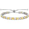 FANCIME Braccialetto tennis da donna con pietra portafortuna, in argento Sterling placcato oro bianco, con pietre preziose ovali, per Natale, San Valentino, regalo per donne, madri, mogli