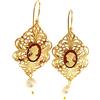 Mokilu' - Gioielli - Orecchini Vintage - Donna - Ottone dorato 24kt - Cammeo e Perle