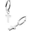 PURELEI® Orecchini a cerchio da uomo, in acciaio inox, con ciondolo a forma di croce, placcati in oro 18 carati, argento o oro rosa, gioielli da uomo simbolici dal design ispirato all'italiano, Normal