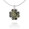 AMBEDORA Collana da Donna con Ambra, Argento Sterling Lucido, Ambra Baltica di Colore Verde, Ciondolo a Forma di Trifoglio Verde in Argento con Catena