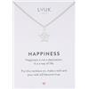 LUUK LIFESTYLE Collana ciondolo Tartaruga e acciaio inossidabile (50cm), carta HAPPINESS, portafortuna, gioielli moderno, idea regali donna, lei, ragazza, compleanno, mare, argento