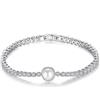 PAENENPH Braccialetto da donna in oro 14 carati, con perle d'acqua dolce coltivate e moissanite bianche coltivate, regalo alla moda per lei, 6.7 (17cm), Oro bianco, Perla