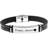 amorili Bracciale Uomo in Pelle con Piastra in Acciaio Inox Personalizzato | Incisione Nome Data Frase | Accessorio Elegante Regalo per Lui bcc0160b