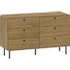 HOMCOM Cassettiera con 6 Cassetti, Mobile Contenitore Stile Moderno con Angoli Arrotondati e Gambe in Acciaio, 120x40x75 cm, Effetto Legno di Rovere | Aosom Italy