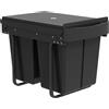 HOMCOM Pattumiera Sottolavello Estraibile, Pattumiera per Raccolta Differenziata, 2x20L, Secchi Interni Removibili, 52x33,5x41 cm, Nero | Aosom Italy