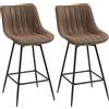 HOMCOM Set di 2 Sgabelli da Bar, Sedie da Bar in PU con Seduta Imbottita, Schienale e Poggiapiedi, 47x54,5x97,5 cm, Marrone | Aosom Italy