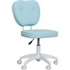 Vinsetto Sedia da Ufficio Girevole Rivestita in PU con Altezza Regolabile, Senza Braccioli, Portata 120 kg, 46x59x82-92 cm, Blu Chiaro | Aosom Italy