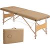 HOMCOM Lettino da Massaggio Pieghevole con Telaio in Legno con Altezza Regolabile e Borsa di Trasporto, 186x60x61-87 cm, Marrone | Aosom Italy
