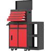 HOMCOM Carrello Portautensili con Ruote 3 in 1, 5 Cassetti e Armadio Inferiore, Pannelli Forati e Serratura, Nero e Rosso | Aosom Italy