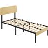 HOMCOM Telaio Letto 90x200 cm con Testiera, Pediera, Piattaforma e Base per Materasso, Finitura Effetto Legno Naturale | Aosom Italy