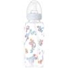 CutiePlusU Biberon per adulti in vetro con tappo protettivo, stampa carina, alimentazione senza BPA, tettarella in silicone da 400ml in set con bicchiere con cannuccia Straw-Cute Toddler