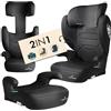 WALSER Seggiolino auto Premium Numa, rialzo bambino 2in1 ISOFIX schienale rimovibile + poggiatesta regolabile 3-8 anni 100-150 cm ultima normativa ECE R 129, rialzo auto nero
