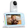Boifun 5 Telecamera per Bambini, senza WiFi, Rotazione di 360°, Visione Notturna a Infrarossi Invisibili, Attivazione VOX tramite Suono, Comunicazione bidirezionale, Temperatura, Protezione della