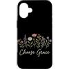 Christian Scripture Inspirational Bible Custodia per iPhone 16 Plus Scegli Grazia Christian Wildflower Gesù Religioso Fede
