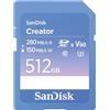 SanDisk Creator Scheda SD UHS-II 512GB (Per DSLR i Fotocamere Mirrorless, 6K i 4K Video, V60, UHS-II, Velocità fino a 280 MB/s, RescuePro Deluxe, Class 10, U3, 1 mese di Adobe Creative Cloud)