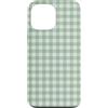 Preposh Custodia per iPhone 13 Pro Max Verde Salvia Gingham Estetica Preppy Girly Moda Trendy