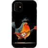 Rocking Robin Bird Outfit Custodia per iPhone 11 Punk Robin Bird Costume con chitarra elettrica per gli amanti del Rockstar