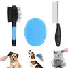 Nobleza Spazzola per Cani Gatti, 2 in 1 Spazzola per Toelettatura Animali Domestici a Doppia Faccia, Rimuove Peli Superflui e Sbroglia Nodi, Massaggiante Pennello per Animali Set da 3 Pezzi