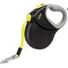 Waufoae Guinzaglio per cani avvolgitore, guinzagli retrattili, guinzaglio flessibile, fino a 50 kg, nastro in nylon con cuciture riflettenti per cani di media e grande per passeggiata, 8 m, nero e giallo