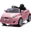 Mondial Toys Macchina Elettrica per Bambini 12V Fiat 500 Auto Giocattolo Full Optional con Telecomando Parentale Soft Start e Cintura di Sicurezza (Rosa)