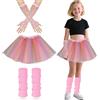 AffeGifts Costumi Accessori Anni 80 Vestiti, Scaldamuscoli Bambin Ragazze Neon Leg Warmers Reti da Pesca Guanti e Fancy Dress Tutu per Gli Anni '80 Festa A Tema Festa Discoteca Costume Carnevale (Rosa)