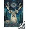 JQZKXNHPBR Cervo Foresta Mistica Puzzle 1000 Pezzi Carta per Adulti Notte Stellata Gioco di Puzzle 1000 Pezzi Relax Regalo 52x38cm/1000pcs