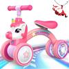 Dromlag Bicicletta senza Pedali per Bambini 1-2 Anni, Bilanciere con Unicorno, Ruote Silenziose e Lucenti, Regalo per Bambini 1-2 Anni, Regalo di Compleanno, Rosa, Max 25kg