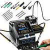 KINMRIS DWS-200 200W Kit Stazione Saldante, Saldatore Stagno con 2 Mani Aiutanti, 2.8 Display a Colori, 100-450°C, Riposo Automatico, Conversione °C/°F, Modalità Curva e Numerica (F210 & F245, Completo)