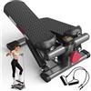 JASPORT ST1 Mini stepper per casa, 2 in 1 Up-Down Swing Stepper con Power Ropes, display LCD, resistenza regolabile, allenamento gambe e braccia, silenzioso e compatto, carico massimo 100 kg